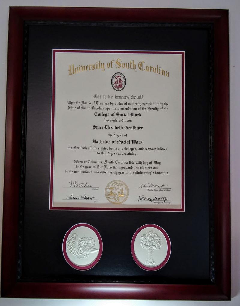 University diploma, framed